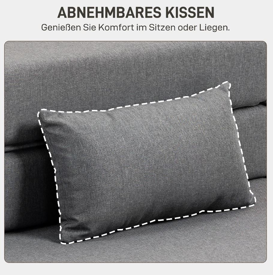 Schlafsessel 3 in 1 mit Leinenoptik, 80 x 80 x 64 cm, Dunkelgrau