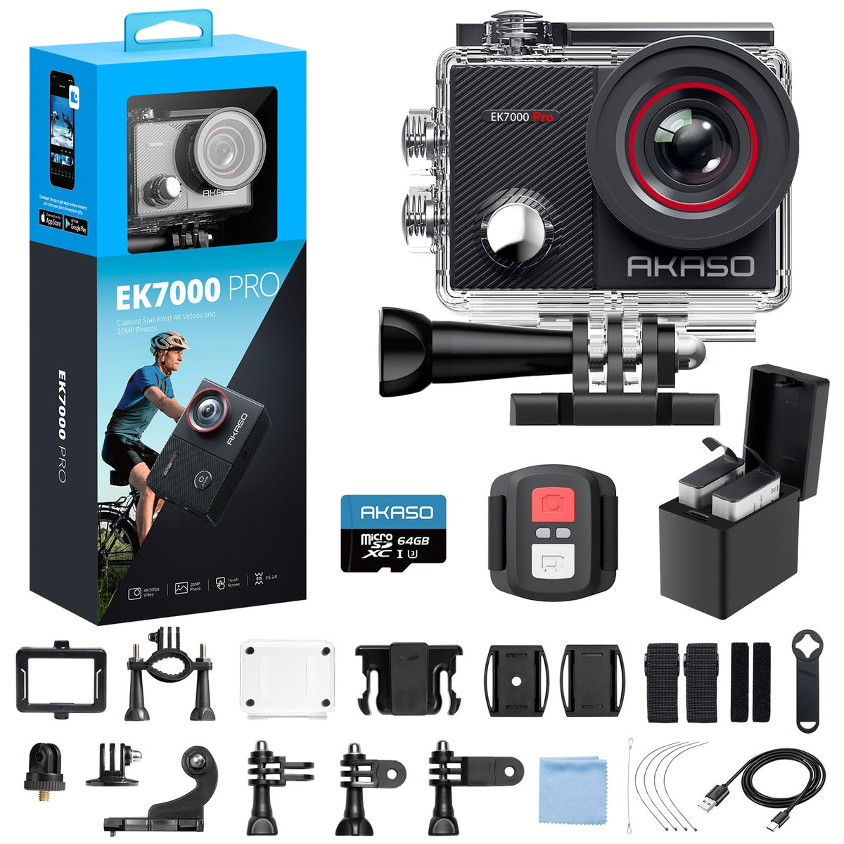 AKASO EK7000 Pro Action Cam – 4K/30fps, 20MP, EIS, wasserdicht bis 40m