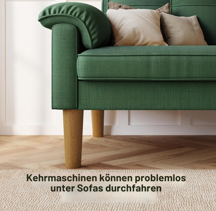 Sofa 2-Sitzer mit Armlehne & Seitentasche, Kleines Stoffsofa für Wohnzimmer & Büro