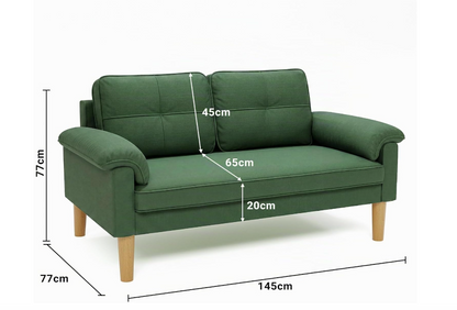 Sofa 2-Sitzer mit Armlehne & Seitentasche, Kleines Stoffsofa für Wohnzimmer & Büro