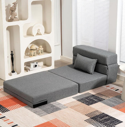 Schlafsessel 3 in 1 mit Leinenoptik, 80 x 80 x 64 cm, Dunkelgrau