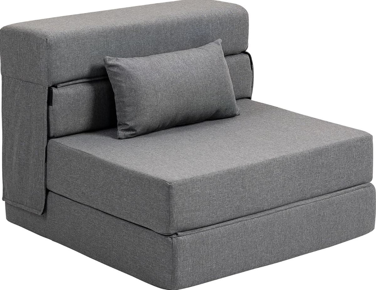 Schlafsessel 3 in 1 mit Leinenoptik, 80 x 80 x 64 cm, Dunkelgrau