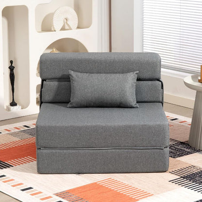 Schlafsessel 3 in 1 mit Leinenoptik, 80 x 80 x 64 cm, Dunkelgrau