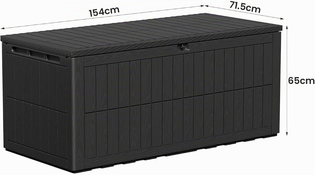 Amopatio Auflagenbox 680L – XXL Gartenbox wasserdicht aus Harz, abschließbar