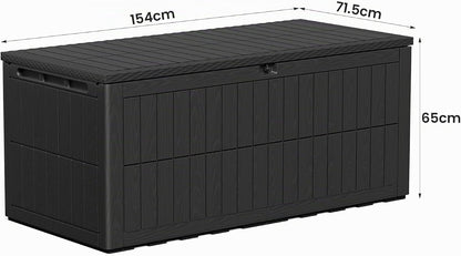 Amopatio Auflagenbox 680L – XXL Gartenbox wasserdicht aus Harz, abschließbar