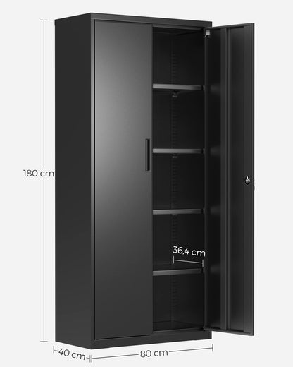 Aktenschrank mit Doppeltüren, Schloss, 5 Ebenen, 80 x 40 x 180 cm