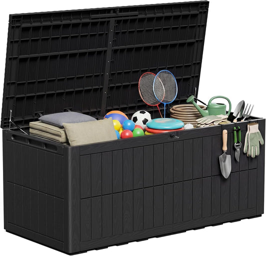 Amopatio Auflagenbox 680L – XXL Gartenbox wasserdicht aus Harz, abschließbar