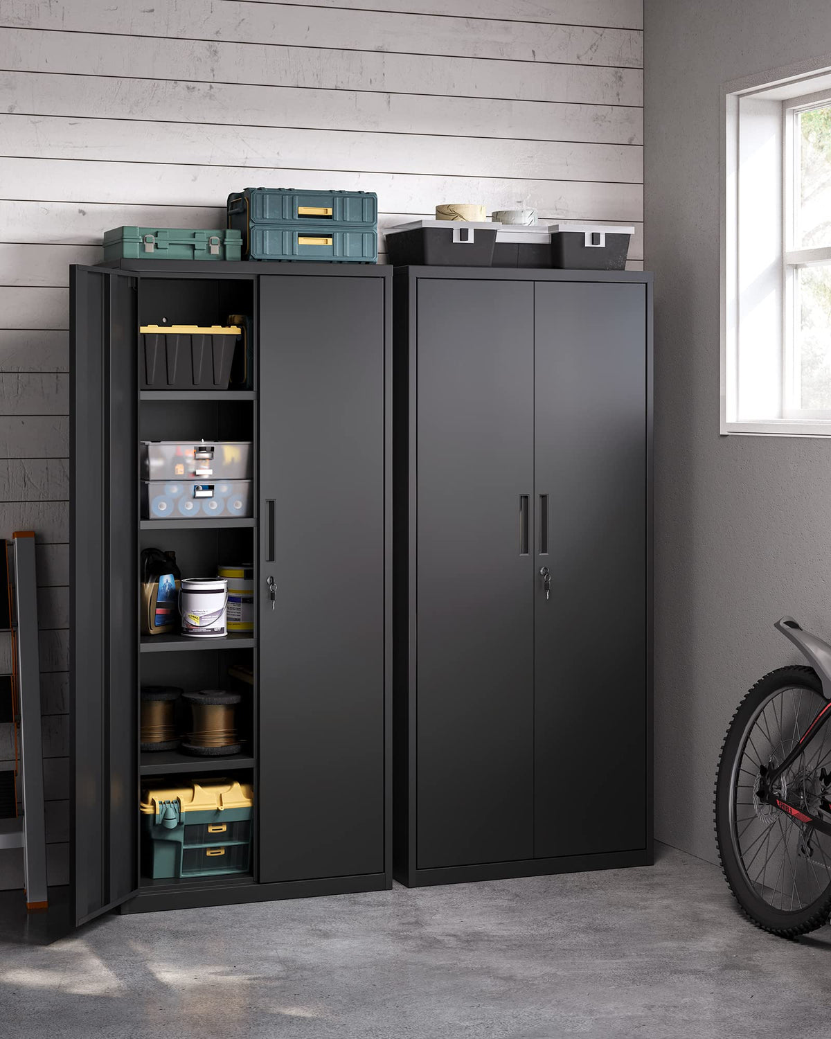 Aktenschrank mit Doppeltüren, Schloss, 5 Ebenen, 80 x 40 x 180 cm