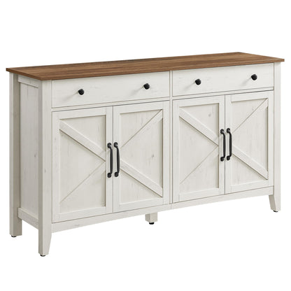 Küchenschrank mit Schublade und Türen, Sideboard, Landhausstil, rustikales Weiß-Honigbraun