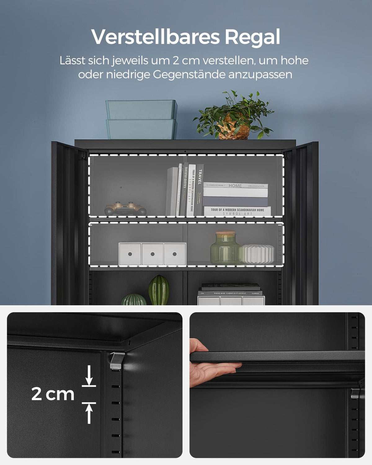 Aktenschrank mit Doppeltüren, Schloss, 5 Ebenen, 80 x 40 x 180 cm