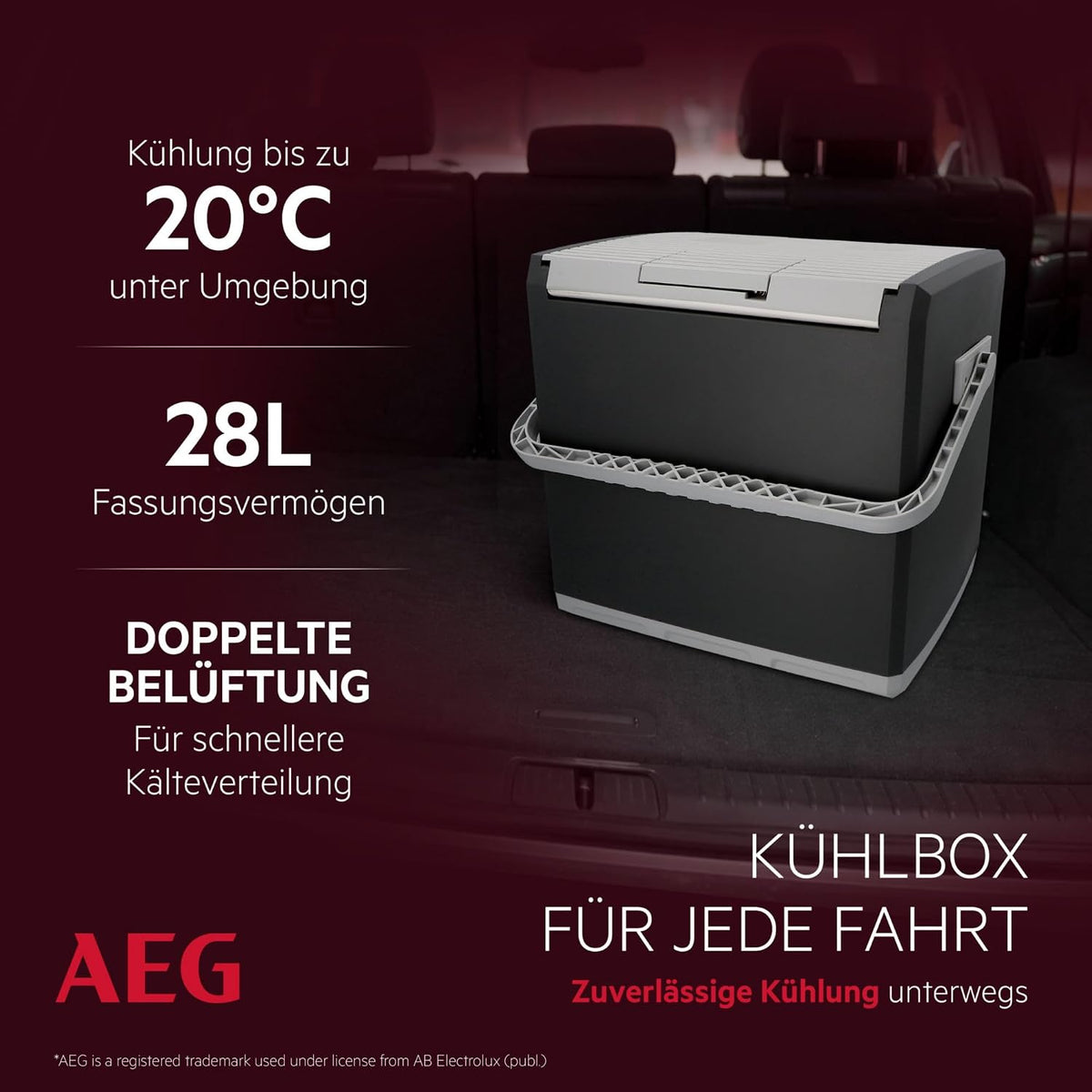 AEG KK 28 Kühlbox – 28L, 12V/230V, Doppelventilator, FCKW-frei