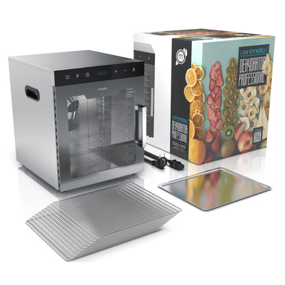 Arendo Dörrautomat Edelstahl 8-fach – 500W, 30–90°C, GS-geprüft