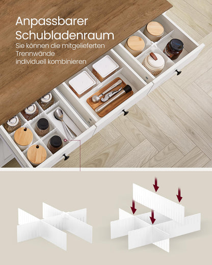 Küchenschrank mit Schublade und Türen, Sideboard, Landhausstil, rustikales Weiß-Honigbraun