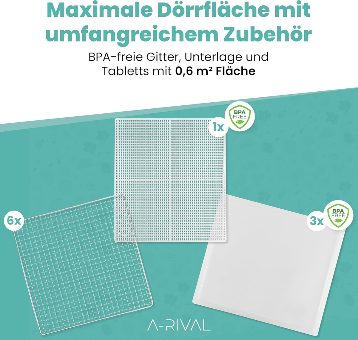 A-Rival Dörrautomat aus Edelstahl – Touch-Bedienung, 24-Std-Timer, 6 Trockengitter