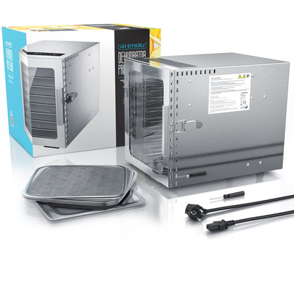 Arendo Dörrautomat Edelstahl 8-fach – 500W, 30–90°C, GS-geprüft