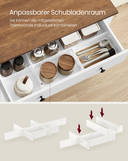 Küchenschrank mit Schublade und Türen, Sideboard, Landhausstil, rustikales Weiß-Honigbraun