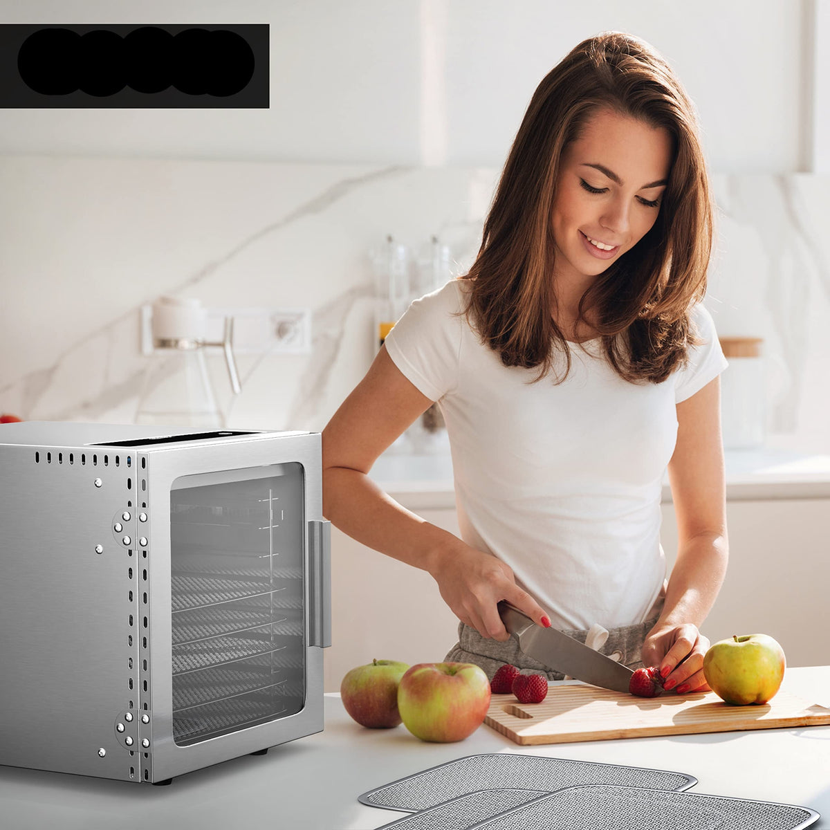 Arendo Dörrautomat Edelstahl 8-fach – 500W, 30–90°C, GS-geprüft