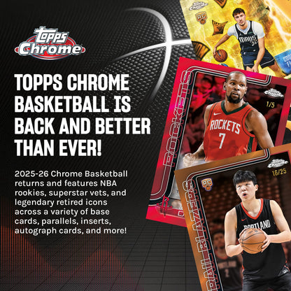Topps 2025-26 Chrom-Basketball, werksseitig versiegelt, Vorteilsbox