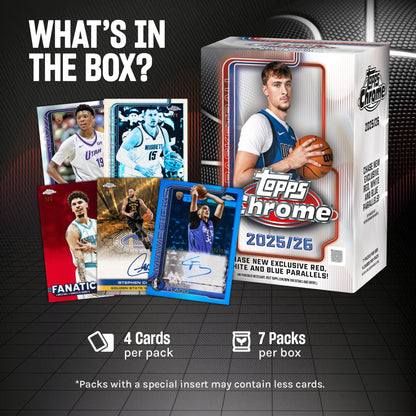 Topps 2025-26 Chrom-Basketball, werksseitig versiegelt, Vorteilsbox
