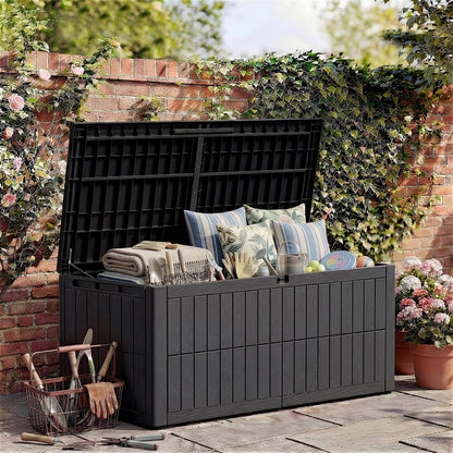 Amopatio Auflagenbox 680L – XXL Gartenbox wasserdicht aus Harz, abschließbar