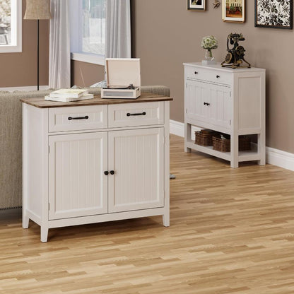 Küchen-Sideboard, Buffet-Schrank mit 2 Schubladen, 2 Türen und Arbeitsplatte