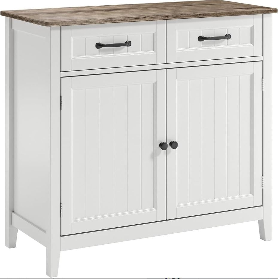 Küchen-Sideboard, Buffet-Schrank mit 2 Schubladen, 2 Türen und Arbeitsplatte