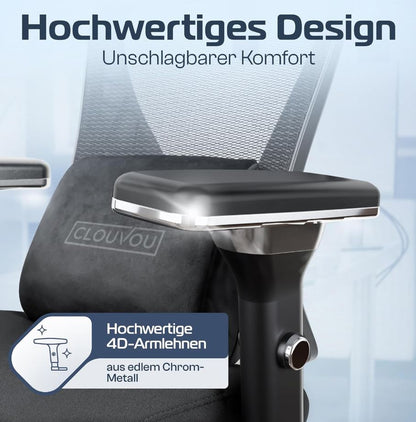 Ergonomischer Bürostuhl mit Lendenwirbelstütze, bis 150 kg, 195 cm