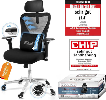 Ergonomischer Bürostuhl mit Lendenwirbelstütze, bis 150 kg, 195 cm