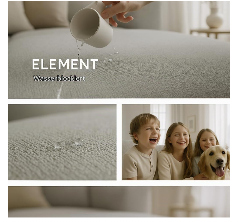 Ecksofa U-Form mit Schlaffunktion & 2 Bettkästen, Wasserabweisend & Haustierfreundlich
