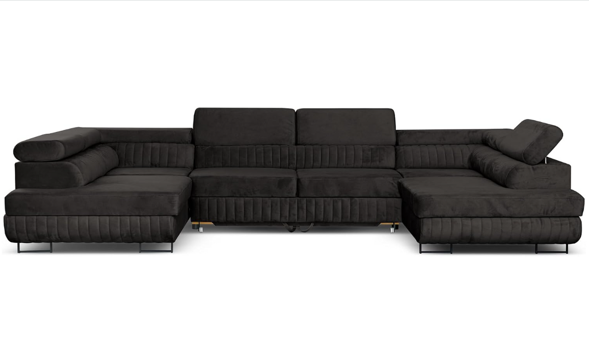Ecksofa U-Form mit Schlaffunktion & 2 Bettkästen, Wasserabweisend & Haustierfreundlich