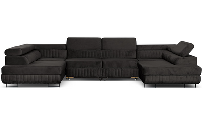 Ecksofa U-Form mit Schlaffunktion & 2 Bettkästen, Wasserabweisend & Haustierfreundlich
