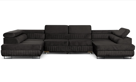 Ecksofa U-Form mit Schlaffunktion & 2 Bettkästen, Wasserabweisend & Haustierfreundlich