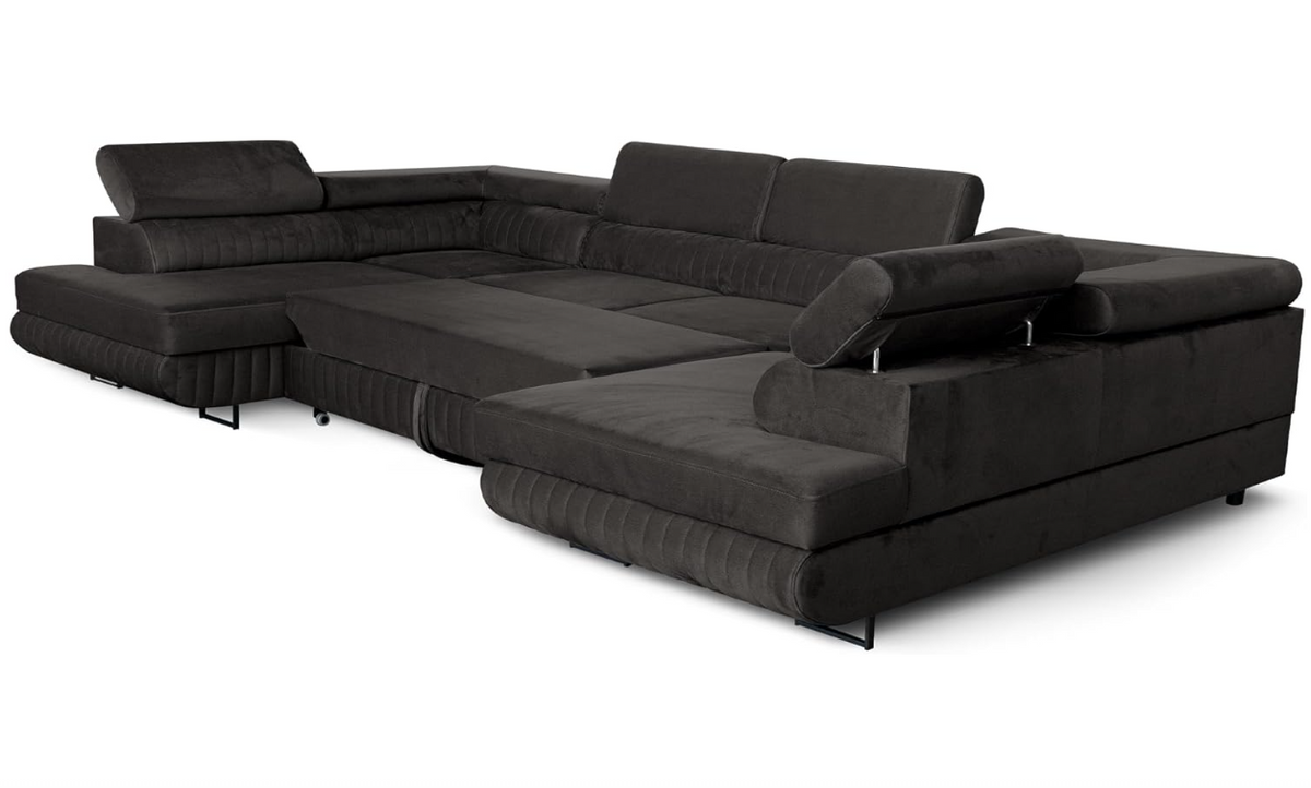 Ecksofa U-Form mit Schlaffunktion & 2 Bettkästen, Wasserabweisend & Haustierfreundlich