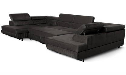 Ecksofa U-Form mit Schlaffunktion & 2 Bettkästen, Wasserabweisend & Haustierfreundlich