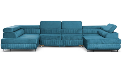 Ecksofa U-Form mit Schlaffunktion & 2 Bettkästen, Wasserabweisend & Haustierfreundlich