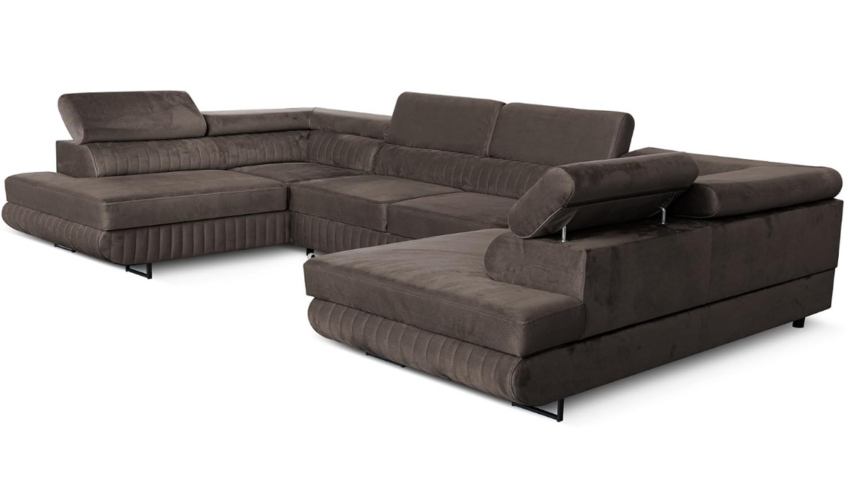 Ecksofa U-Form mit Schlaffunktion & 2 Bettkästen, Wasserabweisend & Haustierfreundlich