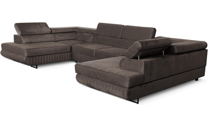 Ecksofa U-Form mit Schlaffunktion & 2 Bettkästen, Wasserabweisend & Haustierfreundlich