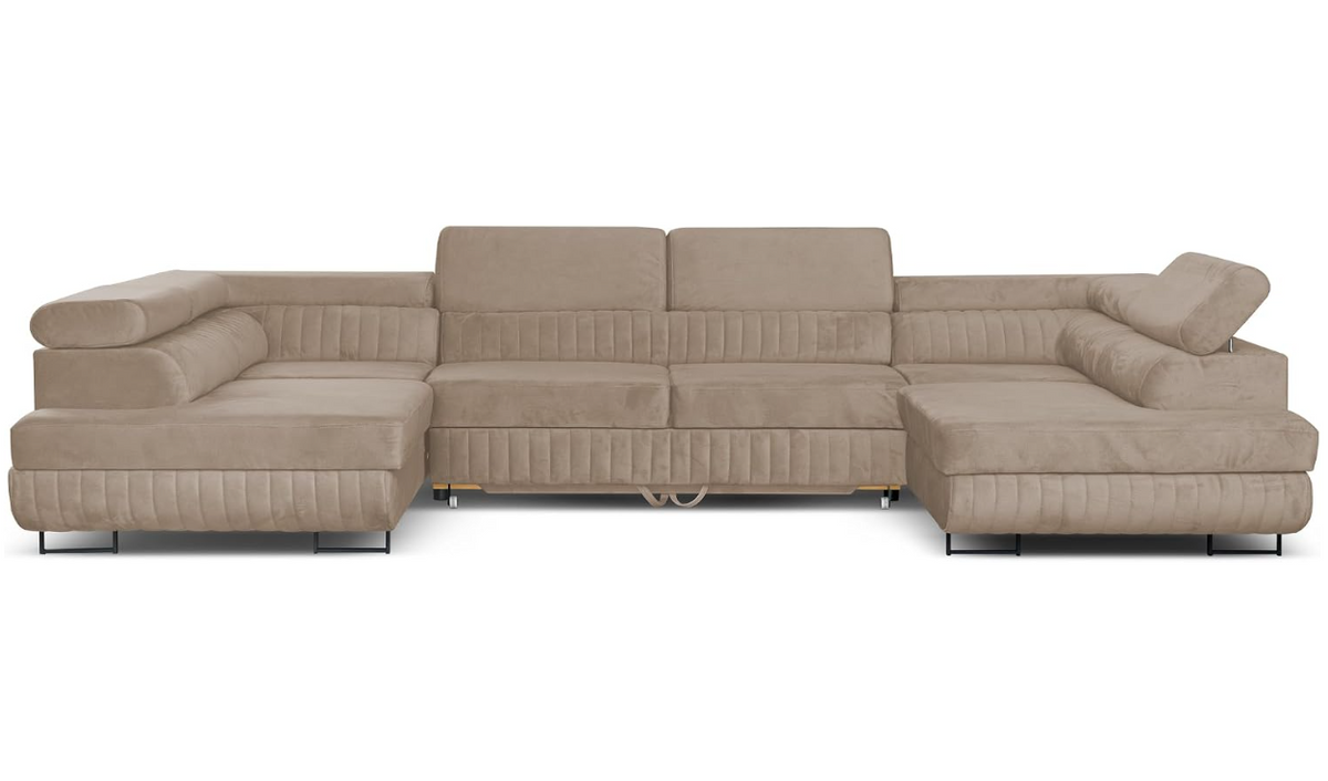 Ecksofa U-Form mit Schlaffunktion & 2 Bettkästen, Wasserabweisend & Haustierfreundlich