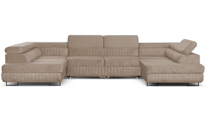Ecksofa U-Form mit Schlaffunktion & 2 Bettkästen, Wasserabweisend & Haustierfreundlich