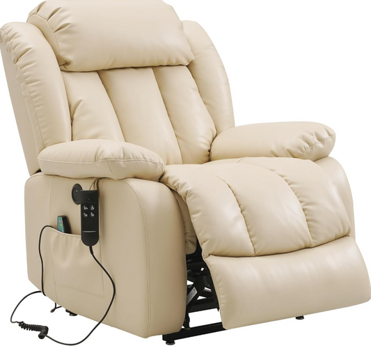 Elektrischer Relaxsessel mit 2 Motoren, Aufstehhilfe, Massage & Heizung, 180° Liegefunktion