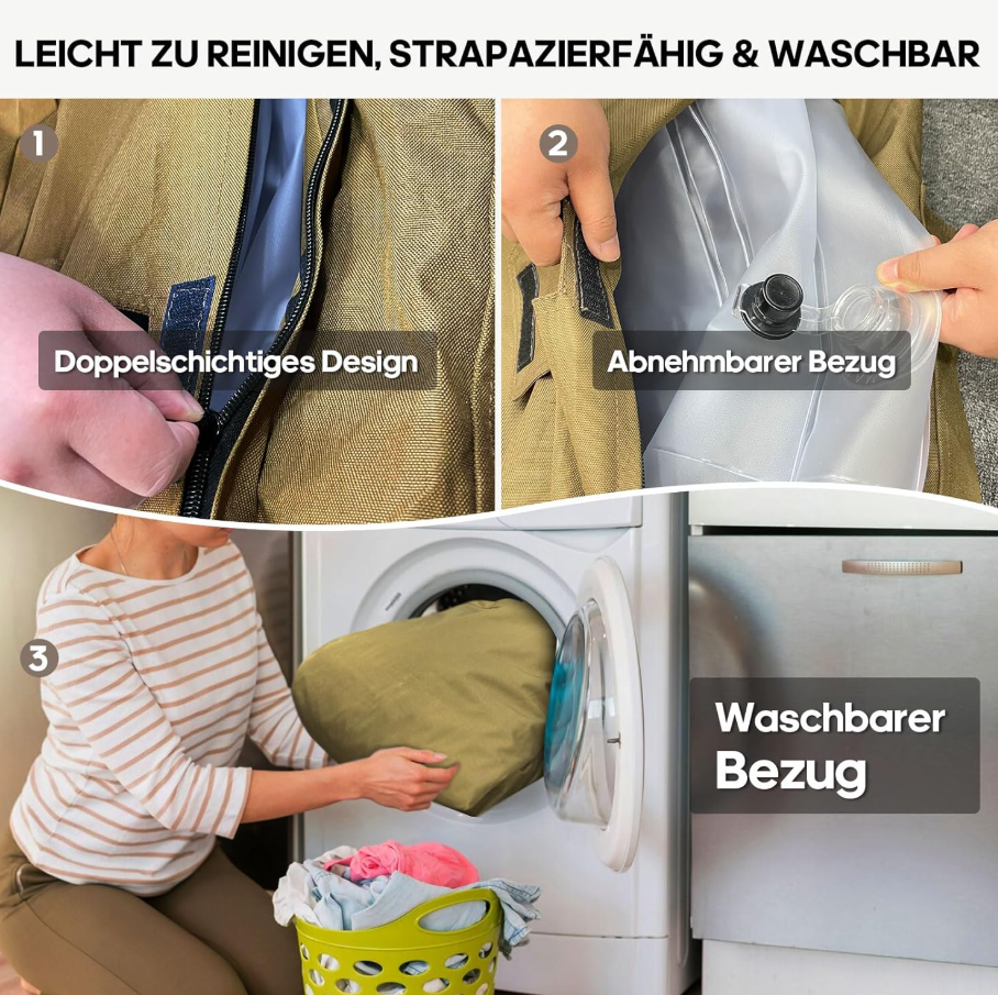 Aufblasbares Camping Sofa mit USB-Pumpe, 300 kg Traglast, Tragbar