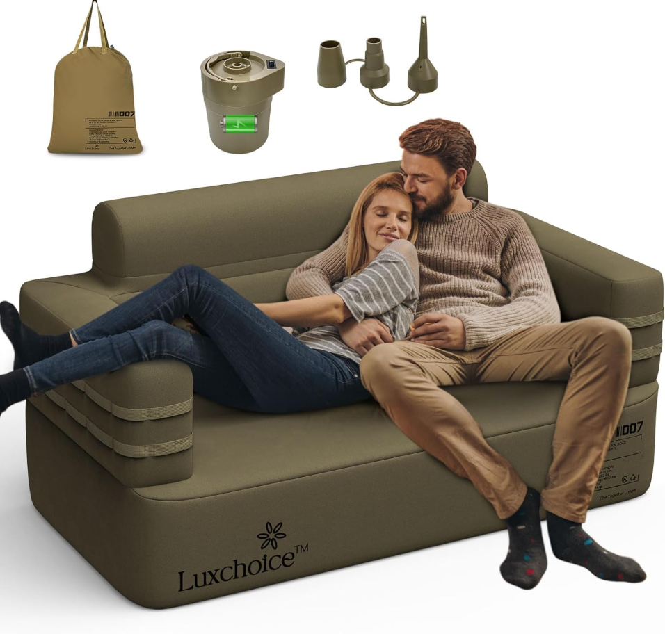 Aufblasbares Camping Sofa mit USB-Pumpe, 300 kg Traglast, Tragbar