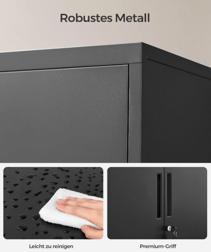 Mehrzweckschrank mit 2 Türen & Schloss, Stahlschrank für Büro & Wohnzimmer, Abschließbar