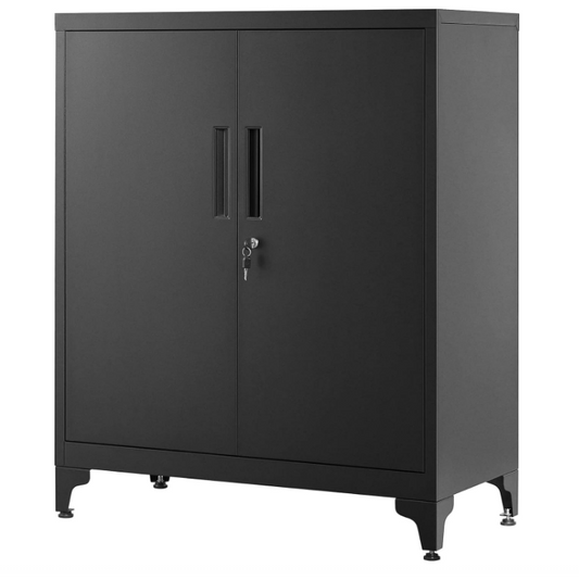 Mehrzweckschrank mit 2 Türen & Schloss, Stahlschrank für Büro & Wohnzimmer, Abschließbar