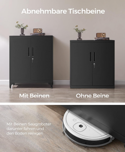 Mehrzweckschrank mit 2 Türen & Schloss, Stahlschrank für Büro & Wohnzimmer, Abschließbar