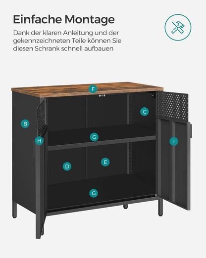 Aufbewahrungsschrank Metallschrank mit Doppeltür, Stahlgestell