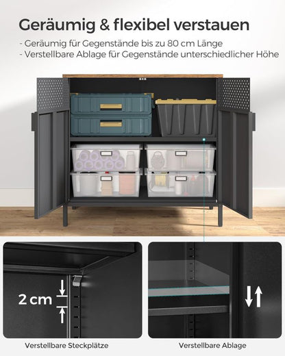 Aufbewahrungsschrank Metallschrank mit Doppeltür, Stahlgestell