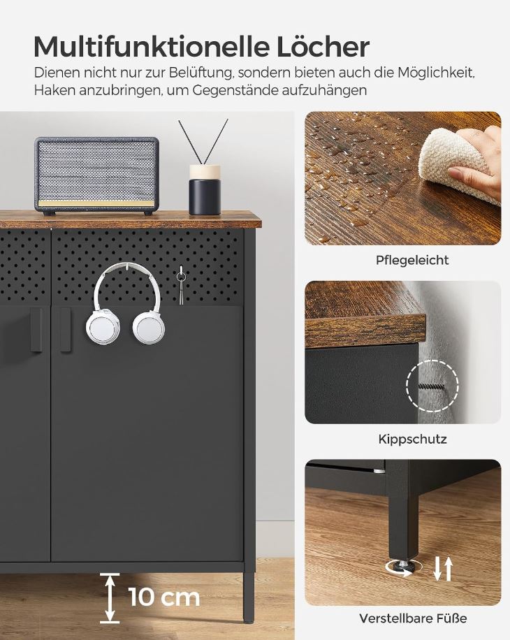 Aufbewahrungsschrank Metallschrank mit Doppeltür, Stahlgestell