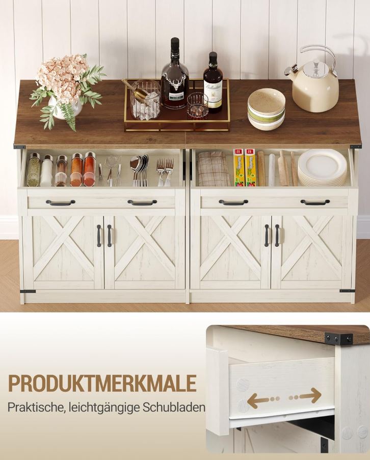 Sideboard Buffetschrank mit 2 Schubladen, 4 Türen, 40 x 140 x 80 cm