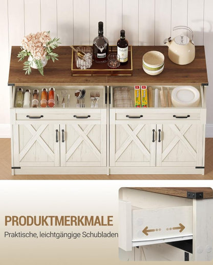 Sideboard Buffetschrank mit 2 Schubladen, 4 Türen, 40 x 140 x 80 cm